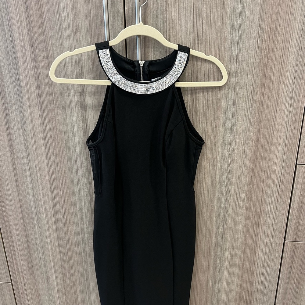 Classy Rhinestone Black Mini Dress